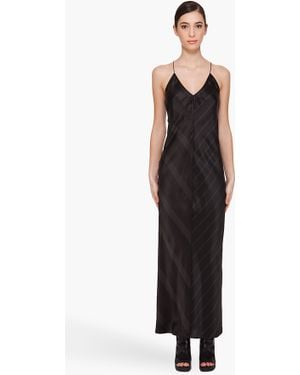 T By Alexander Wang Striped Silk Slip Dress - Black