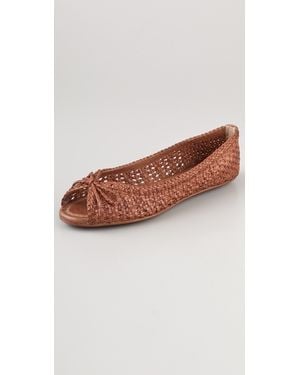 Frye Malorie Woven Peep Toe Flats - Brown