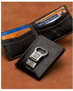 Fossil Bottle Opener Leather Wallet - Black