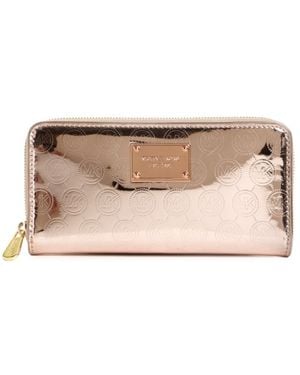 Michael Kors Jet Set Monogram Mirror Metallic Zip Around Wallet