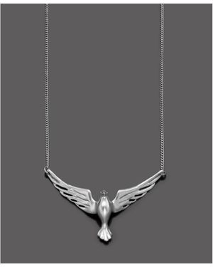 Fossil Silvertone Mixed Metal Bird Pendant Necklace - Metallic