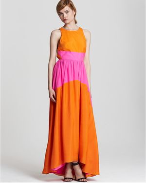 Tibi Silk Maxi Dress - Orange