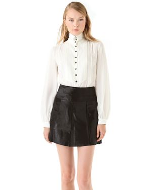 Viktor & Rolf High Collar Tuxedo Blouse - White