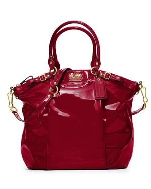 COACH Madison Patent Lindsey Satchel - Red