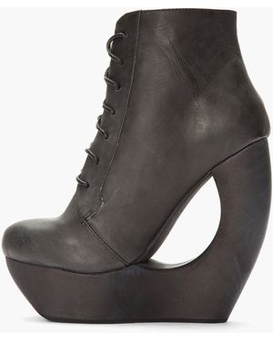 Jeffrey Campbell Black Leather Cutout Roxie Wedge Boots