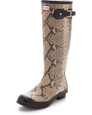 HUNTER Carnaby Snake Rain Boots - Natural