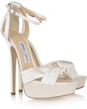 Jimmy Choo Fairy Satin Platform Sandals - White
