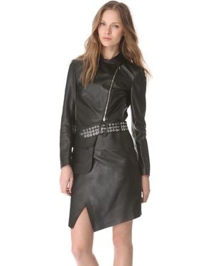 CoSTUME NATIONAL Leather Jacket with Belt Detail - Black