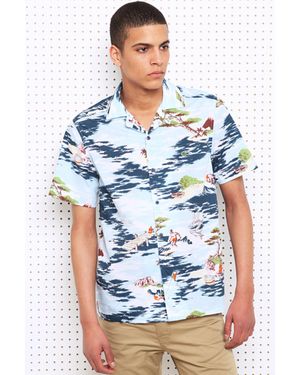 Lacoste Live Woven Hawaiian Shirt - Blue