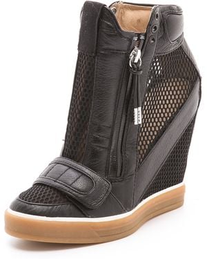L.A.M.B. Pamela Mesh Wedge Sneakers - Black