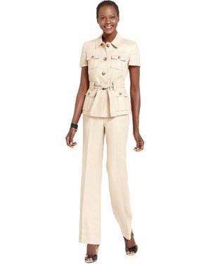 Anne Klein Short Sleeve Safari Suit - Natural