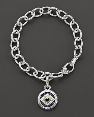 Judith Ripka Sterling Silver Evil Eye Charm Bracelet - Metallic
