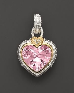 Judith Ripka Sterling Silver Large Pink Heart Stone Enhancer
