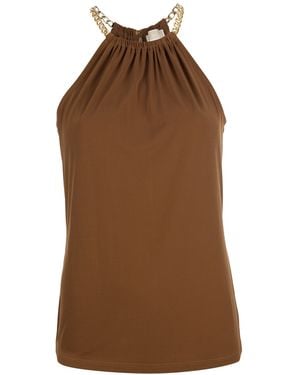 MICHAEL Michael Kors Chain Halter Top - Brown