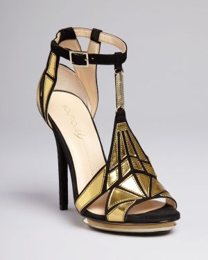 Boutique 9 Platform Evening Sandals Orseena Art Deco - Black