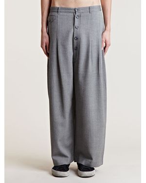 Raf Simons Ss06 Double Pleat Wide Leg Trousers - Grey