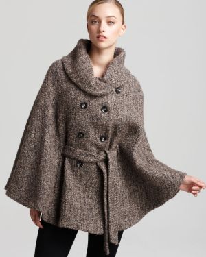Calvin Klein Tweed Cape - Brown