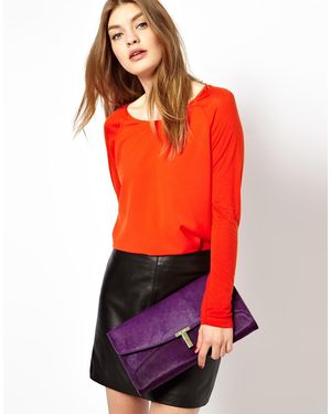 Ted Baker Jamun Deep Purple Leather Keeper Clutch Bag