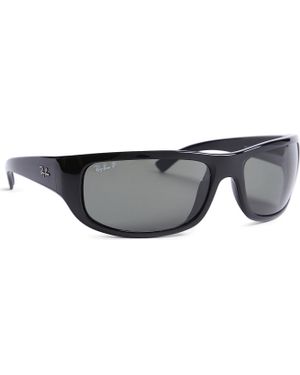 Ray-Ban Polarized Wraparound Sunglasses - Black