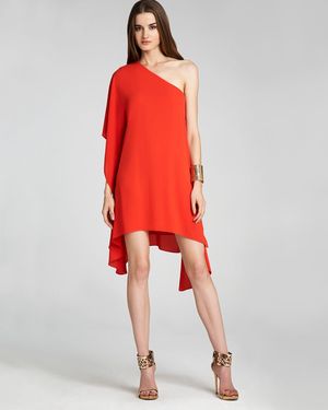 BCBGMAXAZRIA Batwing Dress One Shoulder - Orange