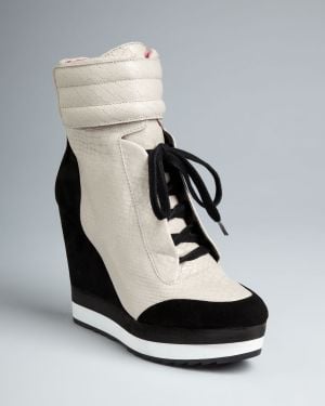 Boutique 9 High Top Wedge Sneaker Booties Whispers - Black