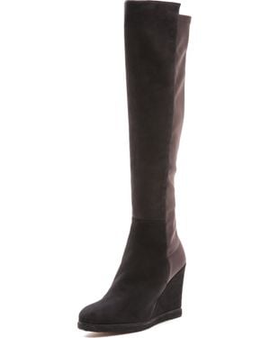 Stuart Weitzman Demiswoon Suede Wedge Boots - Gray