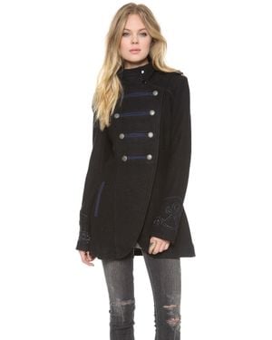 Free People Military Pea Coat - Grey