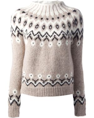 Moncler Fair Isle Knit Jumper - Natural
