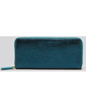 Marc By Marc Jacobs Wallet - Sophisticato Metallic Slim Zip Around - Blue