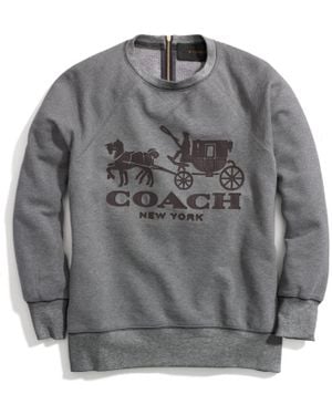 COACH Horse and Carriage Sweatshirt with Leather - Gray
