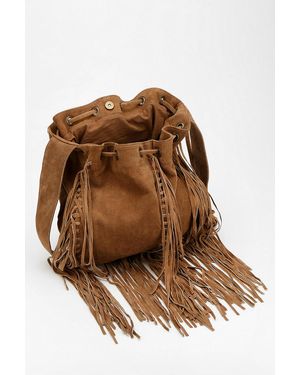 Ecote Suede Fringe Shoulder Bag - Brown
