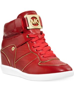 Michael Kors Nikki High Top Logo Sneakers - Red