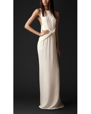 Burberry Bow Back Silk Gown - White
