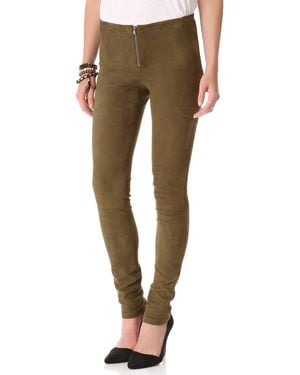 Alice + Olivia Alice Olivia Suede Front Zip Leggings - Brown