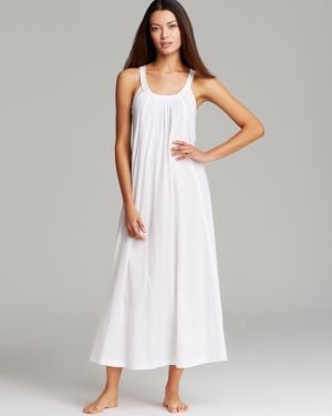 Donna Karan Pima Cotton Long Nightgown - White
