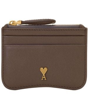 Ami Paris Zipped Paris Paris Cardholder - Brown