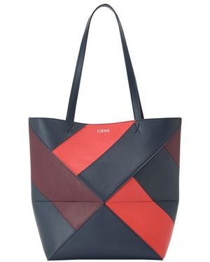 Loewe Medium-Sized Puzzle Fold Graphic Tote Bag - Red