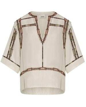 Isabel Marant Fiosa Short-Sleeved Blouse - Natural