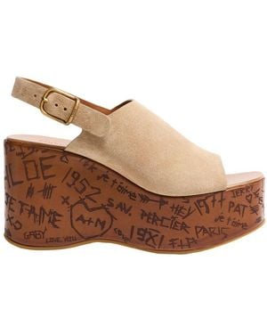 Chloé Wedge Sandals "Maxime" - Brown
