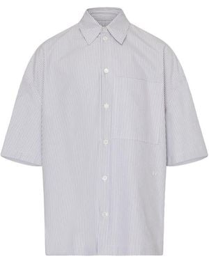 Bottega Veneta Embroidered Striped Cotton Shirt - White