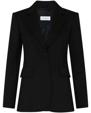 Max Mara Wool-Blend Single-Button Notched Blazer - Black