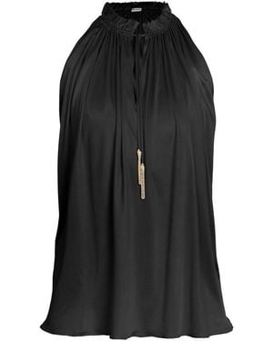 Balmain Sleeveless Pleated Top - Black