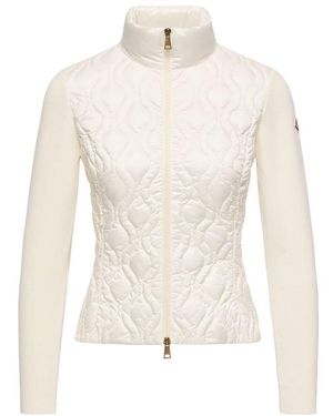 Moncler Cardigan Zippé À Logo - Blanc