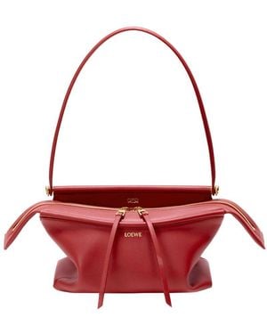Loewe Kleine Whisker-Tasche Aus Glasiertem Kalbsleder - Rot