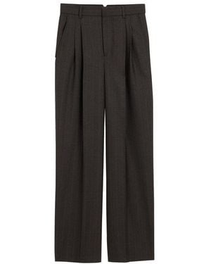 Ami Paris High-Waisted Double-Pleated Wide-Leg Pants - Black