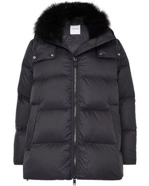 Yves Salomon Hooded Puffer Jacket With A Fox Fur Collar - Black