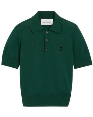 Ami Paris Ami De Coeur Polo Shirt-Style Sweater - Green