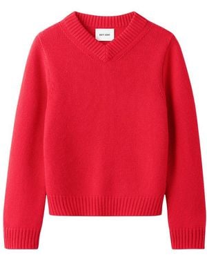 Soft Goat Chunky V-Neck - Red