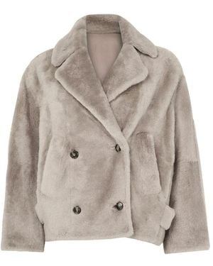 Yves Salomon Veste En Fourrure D'Agneau - Gris