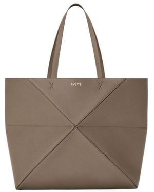 Loewe Large Puzzle Fold Tote Bag - Brown